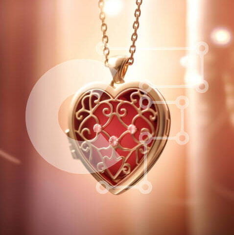 Intra Συλλεκτικό Ξύλινο Παζλ Plywood 4mm - Χρυσό κολιέ σε σχήμα καρδιάς με περίτεχνο σχέδιο Σε Ξύλινο Κουτί - Διαστάσεις Puzzle: 10x10 cm – 25 κομμάτια - Image 1