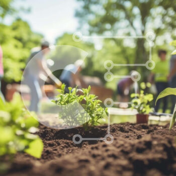 Intra Συλλεκτικό Ξύλινο Παζλ Plywood  4mm - Ομάδα ανθρώπων που φυτεύουν νέα φυτά στον κήπο Σε Ξύλινο Κουτί - Διαστάσεις Puzzle: 10x10 cm – 25 κομμάτια - Image 1