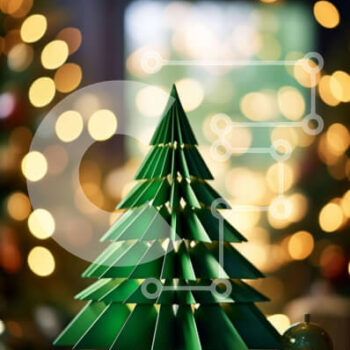 Intra Συλλεκτικό Ξύλινο Παζλ Plywood  4mm - Πράσινο χριστουγεννιάτικο δέντρο Origami στο τραπέζι Σε Ξύλινο Κουτί - Διαστάσεις Puzzle: 10x10 cm – 25 κομμάτια - Image 1