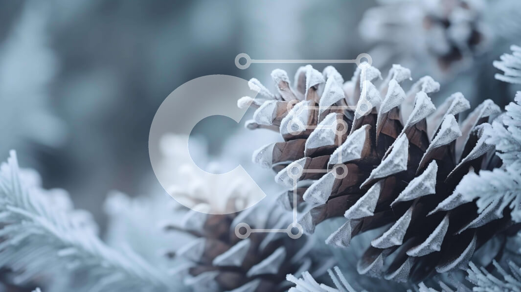 Intra Συλλεκτικό Ξύλινο Παζλ Plywood  4mm - Κοντινό πλάνο με παγωμένα κουκουνάρια Σε Ξύλινο Κουτί - Διαστάσεις: 10x10 cm – 25 κομμάτια