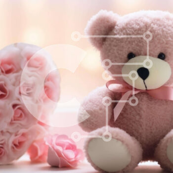 Intra Συλλεκτικό Ξύλινο Παζλ Plywood  4mm - Ροζ αρκουδάκι με τριαντάφυλλα και μαξιλάρι καρδιά Σε Ξύλινο Κουτί - Διαστάσεις Puzzle: 10x10 cm – 25 κομμάτια - Image 1