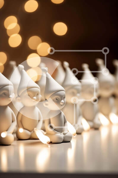 Intra Συλλεκτικό Ξύλινο Παζλ Plywood  4mm - Εορταστικά ειδώλια Gnome με κεριά Σε Ξύλινο Κουτί - Διαστάσεις Puzzle: 10x10 cm – 25 κομμάτια