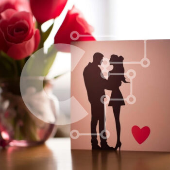 Intra Συλλεκτικό Ξύλινο Παζλ Plywood  4mm - Ρομαντική σιλουέτα με κόκκινα τριαντάφυλλα Σε Ξύλινο Κουτί - Διαστάσεις Puzzle: 10x10 cm – 25 κομμάτια - Image 1