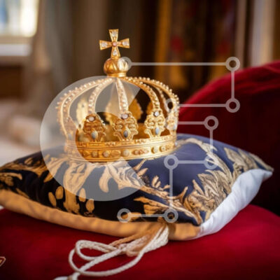 Intra Συλλεκτικό Ξύλινο Παζλ Plywood  4mm - Χρυσό στέμμα σε διακοσμημένο μαξιλάρι Σε Ξύλινο Κουτί - Διαστάσεις: 10x10 cm – 25 κομμάτια - Image 1