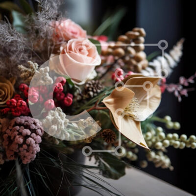 Intra Συλλεκτικό Ξύλινο Παζλ Plywood  4mm - Πολύχρωμο μπουκέτο λουλούδια σε ένα άδειο ξύλινο τραπέζι Σε Ξύλινο Κουτί - Διαστάσεις: 10x10 cm – 25 κομμάτια - Image 1