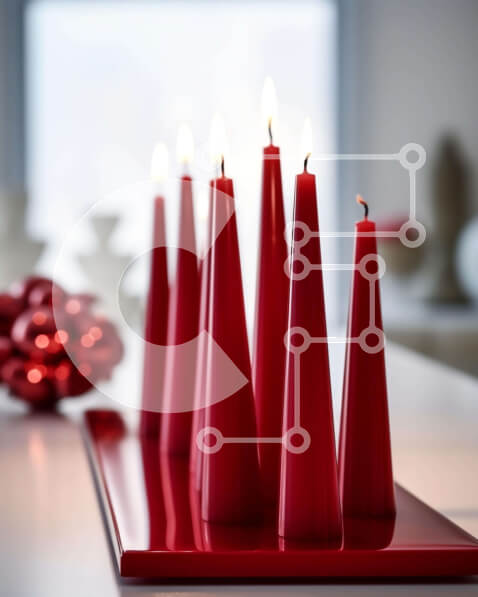 Intra Συλλεκτικό Ξύλινο Παζλ Plywood  4mm - Εορταστικά κόκκινα κεριά στο δίσκο Σε Ξύλινο Κουτί - Διαστάσεις Puzzle: 10x10 cm – 25 κομμάτια