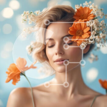 Intra Συλλεκτικό Ξύλινο Παζλ Plywood  4mm - Όμορφη γυναίκα με κορώνα λουλουδιών Σε Ξύλινο Κουτί - Διαστάσεις Puzzle: 10x10 cm – 25 κομμάτια - Image 1