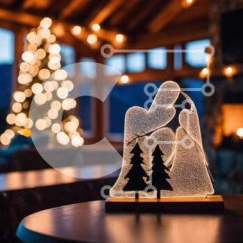 Intra Συλλεκτικό Ξύλινο Παζλ Plywood  4mm - Άνετο διακοσμητικό γιορτινό τραπέζι με φωτιζόμενο ειδώλιο και τζάκι Σε Ξύλινο Κουτί - Διαστάσεις: 10x10 cm – 25 κομμάτια - Image 1