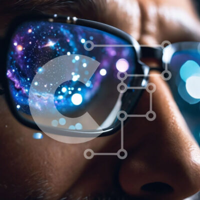 Intra Συλλεκτικό Ξύλινο Παζλ Plywood  4mm - Άνθρωπος με το διάστημα και τα αστέρια που αντανακλώνται σε γυαλιά Σε Ξύλινο Κουτί - Διαστάσεις Puzzle: 10x10 cm – 25 κομμάτια - Image 1