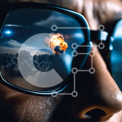 Intra Συλλεκτικό Ξύλινο Παζλ Plywood  4mm - Άνδρας που φοράει γυαλιά ηλίου με αντανάκλαση έκρηξης Σε Ξύλινο Κουτί - Διαστάσεις Puzzle: 10x10 cm – 25 κομμάτια - Image 1