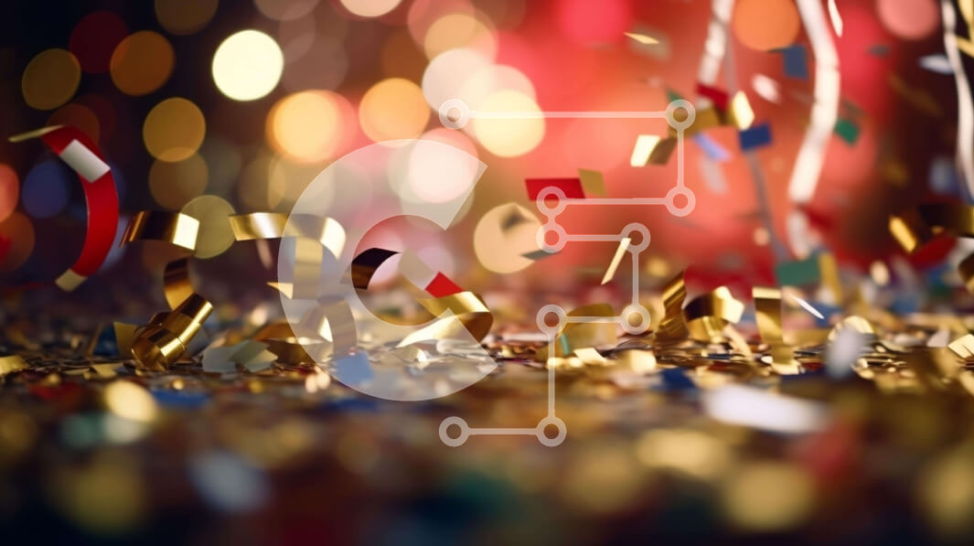 Intra Συλλεκτικό Ξύλινο Παζλ Plywood  4mm - Εορταστικό κομφετί που πέφτει από το ταβάνι με πολύχρωμα φώτα Bokeh Σε Ξύλινο Κουτί - Διαστάσεις Puzzle: 10x10 cm – 25 κομμάτια