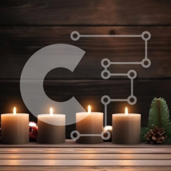 Intra Συλλεκτικό Ξύλινο Παζλ Plywood  4mm - Αναμμένα κεριά σε ξύλινο τραπέζι με χριστουγεννιάτικα στολίδια και κουκουνάρια Σε Ξύλινο Κουτί - Διαστάσεις: 10x10 cm – 25 κομμάτια - Image 1