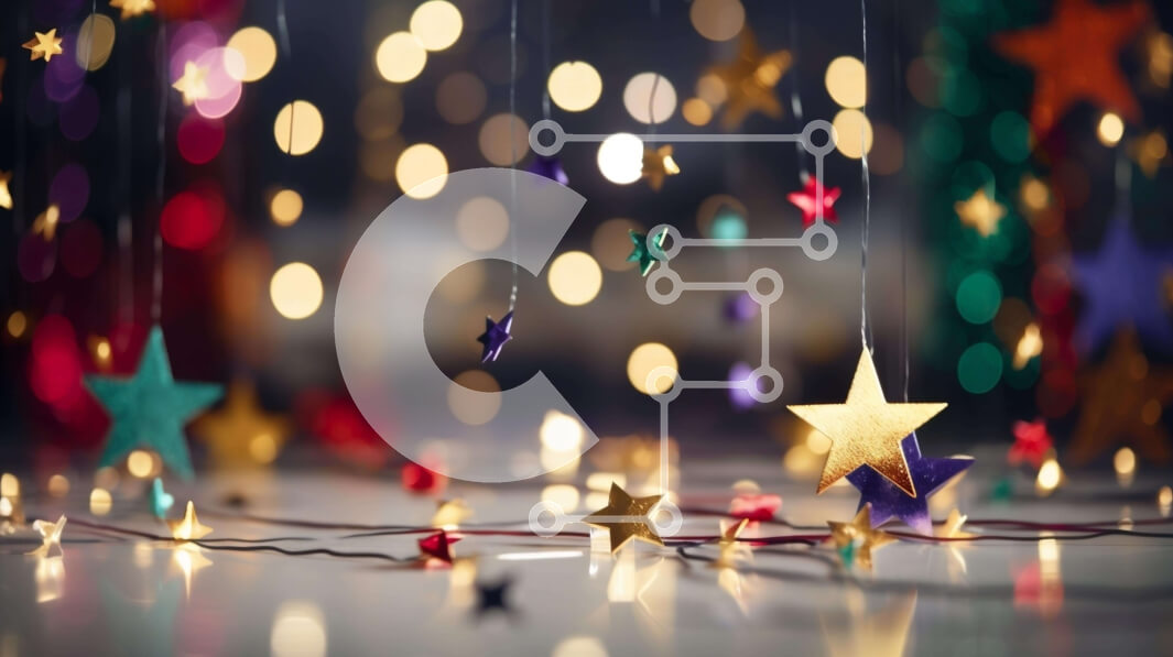 Intra Συλλεκτικό Ξύλινο Παζλ Plywood  4mm - Πολύχρωμα στολίδια αστεριών για εορταστική διακόσμηση Σε Ξύλινο Κουτί - Διαστάσεις Puzzle: 10x10 cm – 25 κομμάτια