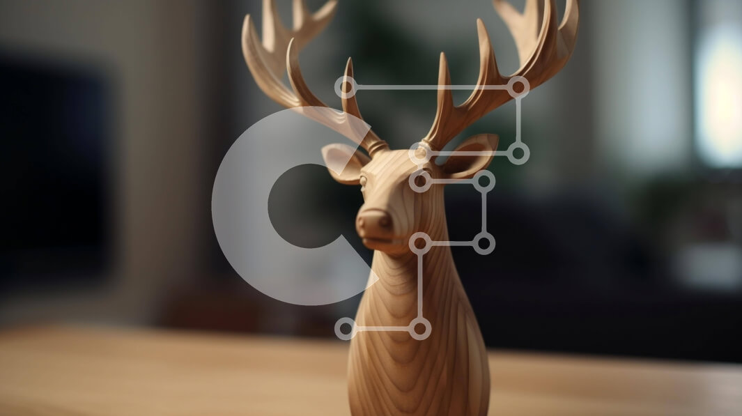 Intra Συλλεκτικό Ξύλινο Παζλ Plywood  4mm - Ξύλινο γλυπτό με κεφάλι ελαφιού σε δρύινο τραπέζι Σε Ξύλινο Κουτί - Διαστάσεις: 10x10 cm – 25 κομμάτια