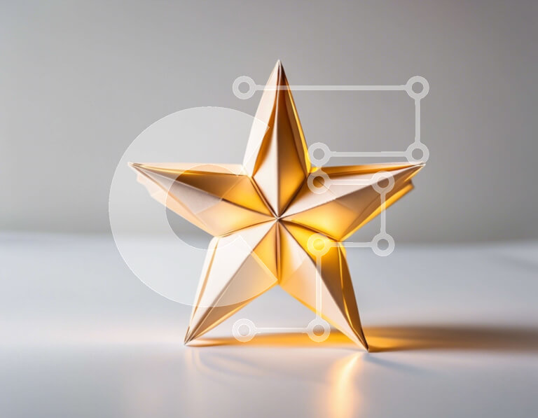 Intra Συλλεκτικό Ξύλινο Παζλ Plywood  4mm - Φωτισμένο αστέρι Origami σε λευκή επιφάνεια Σε Ξύλινο Κουτί - Διαστάσεις: 10x10 cm – 25 κομμάτια