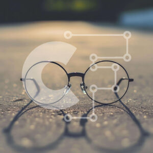 Intra Συλλεκτικό Ξύλινο Παζλ Plywood  4mm - Ζευγάρι γυαλιά στο έδαφος με ορατές σκιές Σε Ξύλινο Κουτί - Διαστάσεις: 10x10 cm – 25 κομμάτια