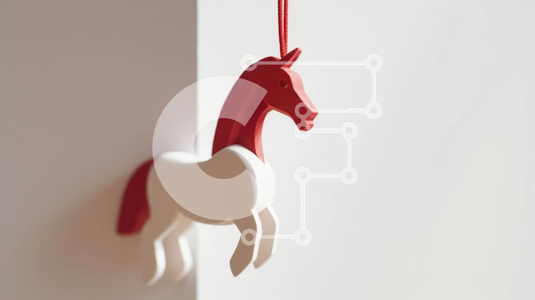 Intra Συλλεκτικό Ξύλινο Παζλ Plywood  4mm - Κόκκινο και άσπρο στολίδι αλόγων που κρέμεται σε ένα δωμάτιο Σε Ξύλινο Κουτί - Διαστάσεις Puzzle: 10x10 cm – 25 κομμάτια