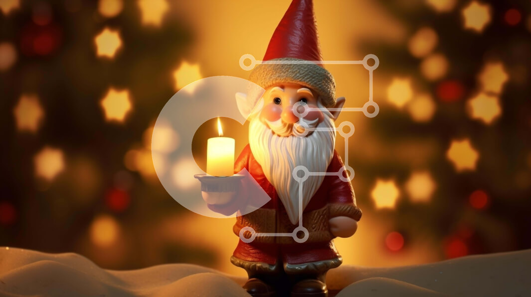 Intra Συλλεκτικό Ξύλινο Παζλ Plywood  4mm - Μικρό ειδώλιο Gnome με χιονισμένα διακοσμητικά και φωτάκια Σε Ξύλινο Κουτί - Διαστάσεις: 10x10 cm – 25 κομμάτια