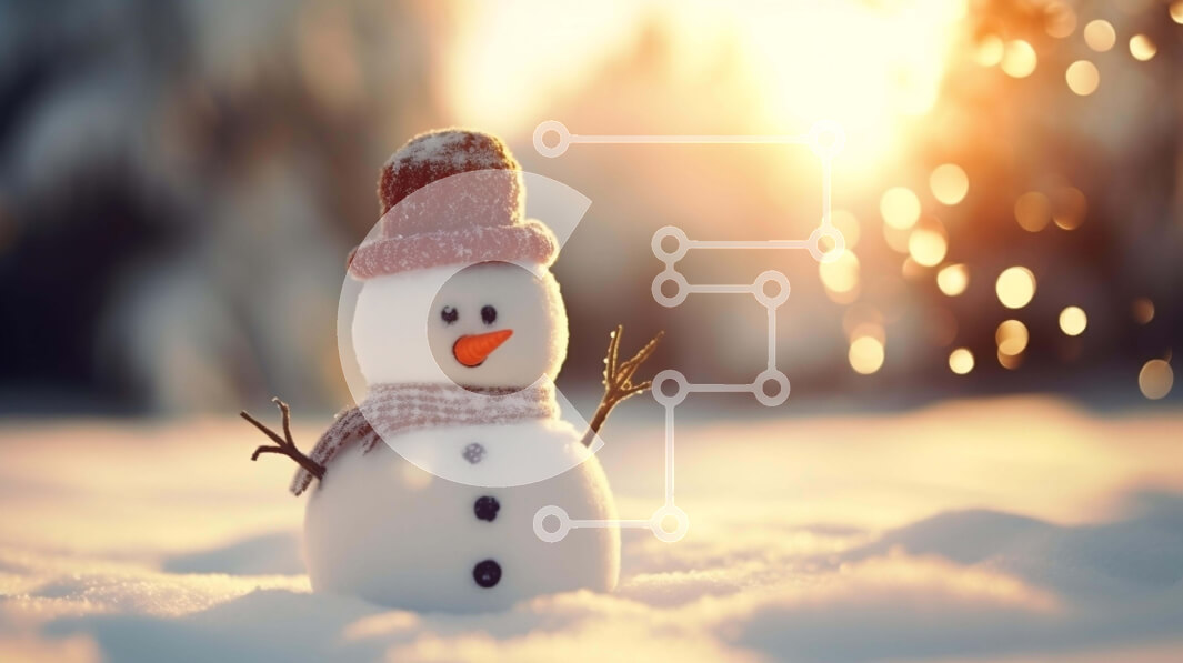 Intra Συλλεκτικό Ξύλινο Παζλ Plywood  4mm - Χιονάνθρωπος στο χιόνι μια ηλιόλουστη μέρα Σε Ξύλινο Κουτί - Διαστάσεις Puzzle: 10x10 cm – 25 κομμάτια