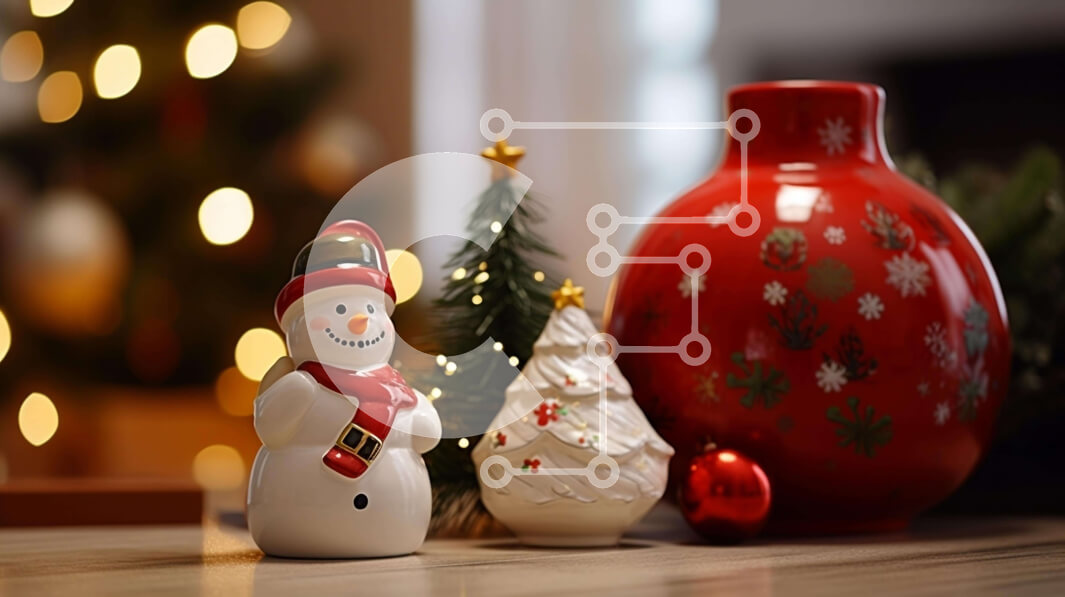 Intra Συλλεκτικό Ξύλινο Παζλ Plywood  4mm - Εορταστικό ειδώλιο χιονάνθρωπου στο χριστουγεννιάτικο τραπέζι Σε Ξύλινο Κουτί - Διαστάσεις Puzzle: 10x10 cm – 25 κομμάτια