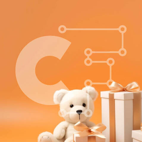 Intra Συλλεκτικό Ξύλινο Παζλ Plywood 4mm - Λευκό αρκουδάκι με κουτιά δώρων σε πορτοκαλί φόντο Σε Ξύλινο Κουτί - Διαστάσεις: 10x10 cm – 25 κομμάτια - Image 1