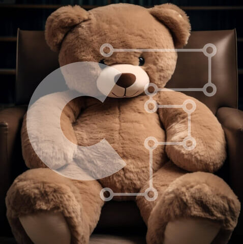 Intra Συλλεκτικό Ξύλινο Παζλ Plywood  4mm - Μεγάλο καφέ αρκουδάκι σε πολυθρόνα Σε Ξύλινο Κουτί - Διαστάσεις: 10x10 cm – 25 κομμάτια - Image 1