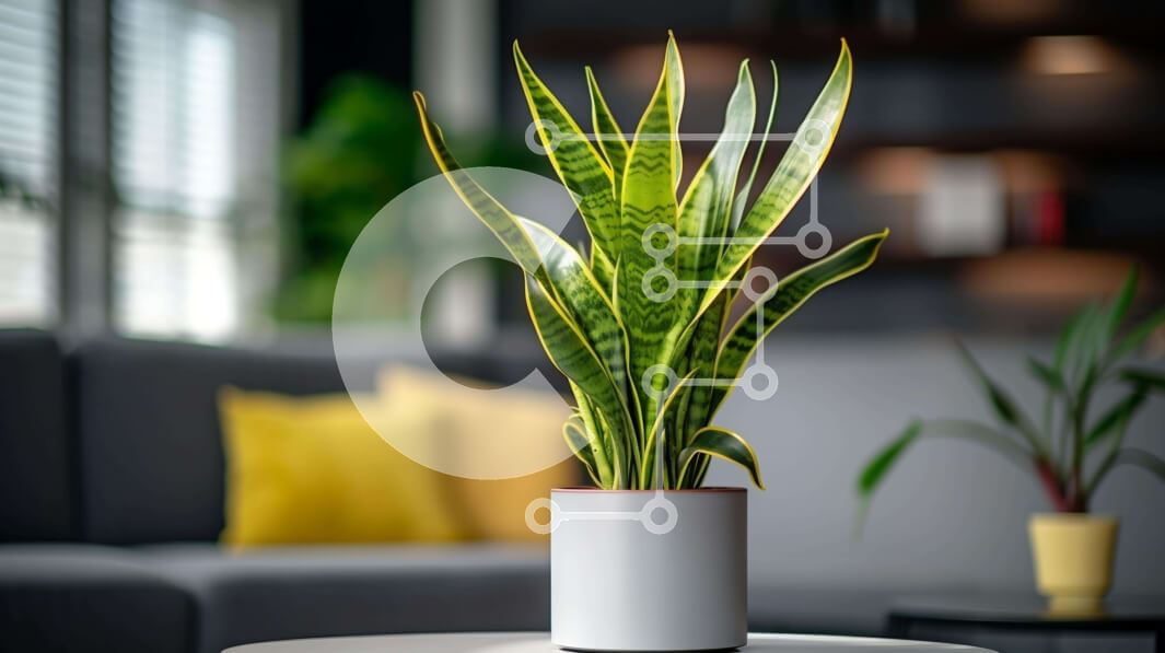 Intra Συλλεκτικό Ξύλινο Παζλ Plywood  4mm - Λευκό φυτό σε γλάστρα σε ανοιχτό σαλόνι Σε Ξύλινο Κουτί - Διαστάσεις Puzzle: 10x10 cm – 25 κομμάτια