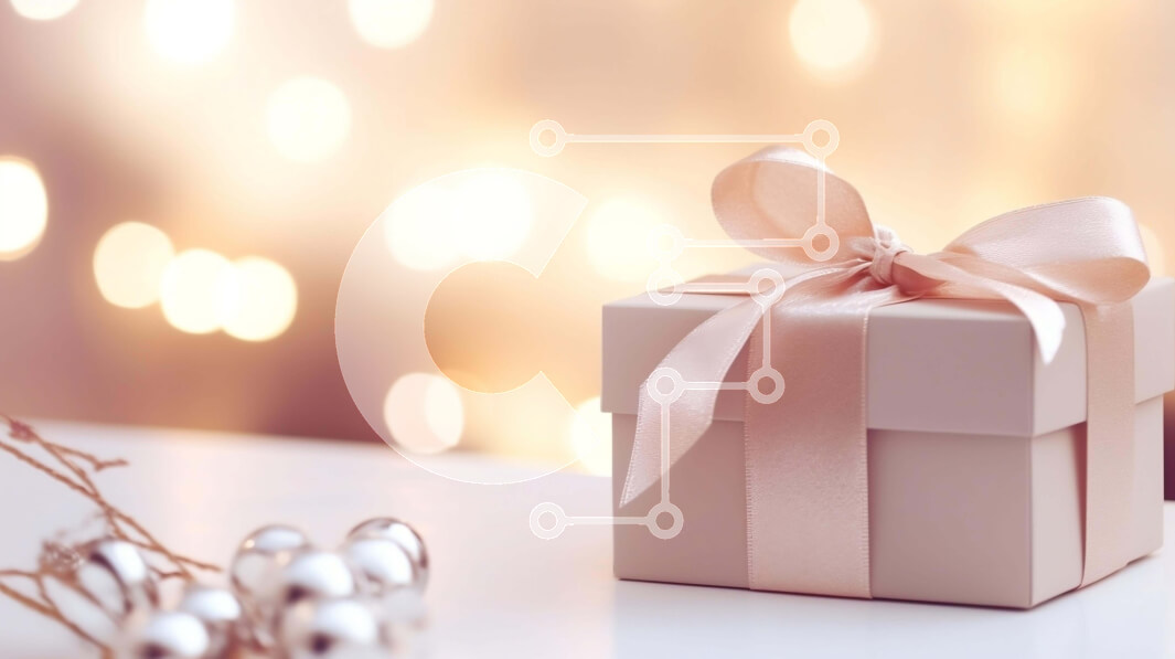 Intra Συλλεκτικό Ξύλινο Παζλ Plywood  4mm - Μικρό ροζ κουτί δώρου με ασημένια και χρυσά στολίδια Σε Ξύλινο Κουτί - Διαστάσεις Puzzle: 10x10 cm – 25 κομμάτια