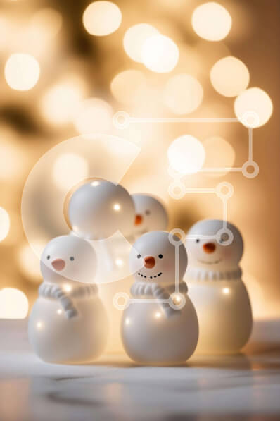 Intra Συλλεκτικό Ξύλινο Παζλ Plywood  4mm - Εορταστικά ειδώλια χιονάνθρωποι σε φωτισμένο φόντο Σε Ξύλινο Κουτί - Διαστάσεις: 10x10 cm – 25 κομμάτια