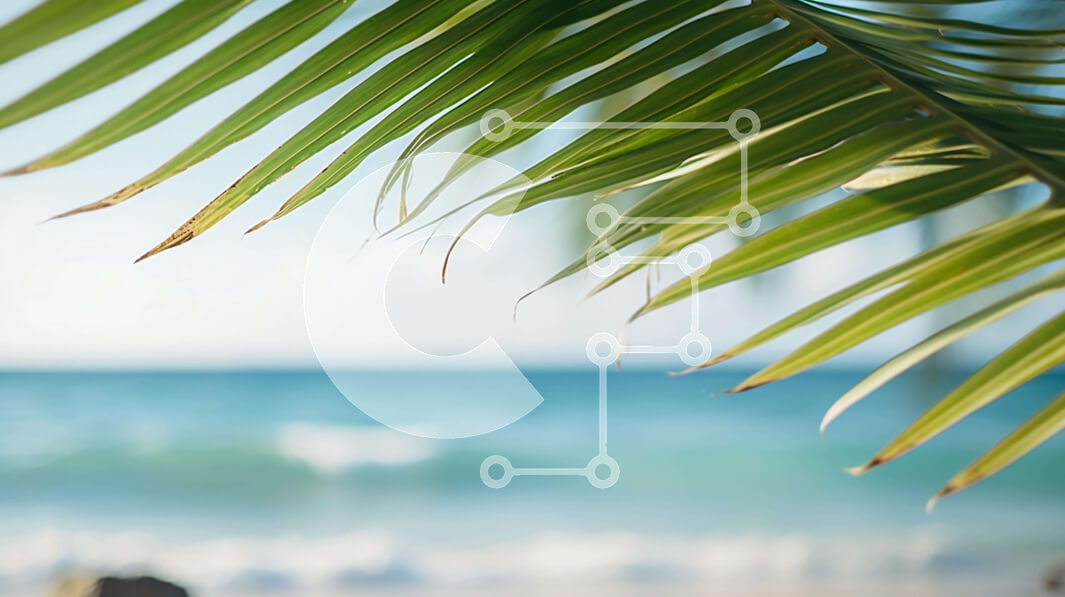 Intra Συλλεκτικό Ξύλινο Παζλ Plywood  4mm - Palm Leaf στην αμμώδη παραλία με θέα στον ωκεανό Σε Ξύλινο Κουτί - Διαστάσεις: 10x10 cm – 25 κομμάτια