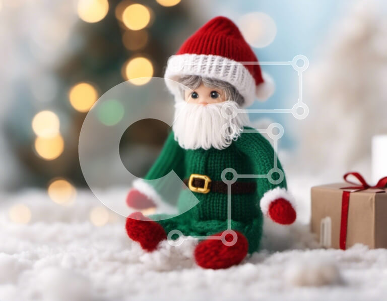 Intra Συλλεκτικό Ξύλινο Παζλ Plywood  4mm - Πλεκτή κούκλα Άγιου Βασίλη στο χιόνι Σε Ξύλινο Κουτί - Διαστάσεις: 10x10 cm – 25 κομμάτια