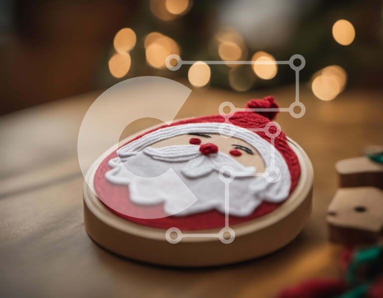 Intra Συλλεκτικό Ξύλινο Παζλ Plywood  4mm - Κεντητική στεφάνη σε σχήμα Άγιου Βασίλη Σε Ξύλινο Κουτί - Διαστάσεις: 10x10 cm – 25 κομμάτια