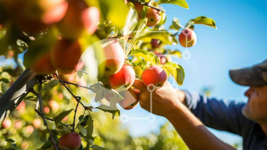 Intra Συλλεκτικό Ξύλινο Παζλ Plywood  4mm - Άνθρωπος που μαζεύει μήλα από μια μηλιά σε ένα περιβόλι Σε Ξύλινο Κουτί - Διαστάσεις: 10x10 cm – 25 κομμάτια