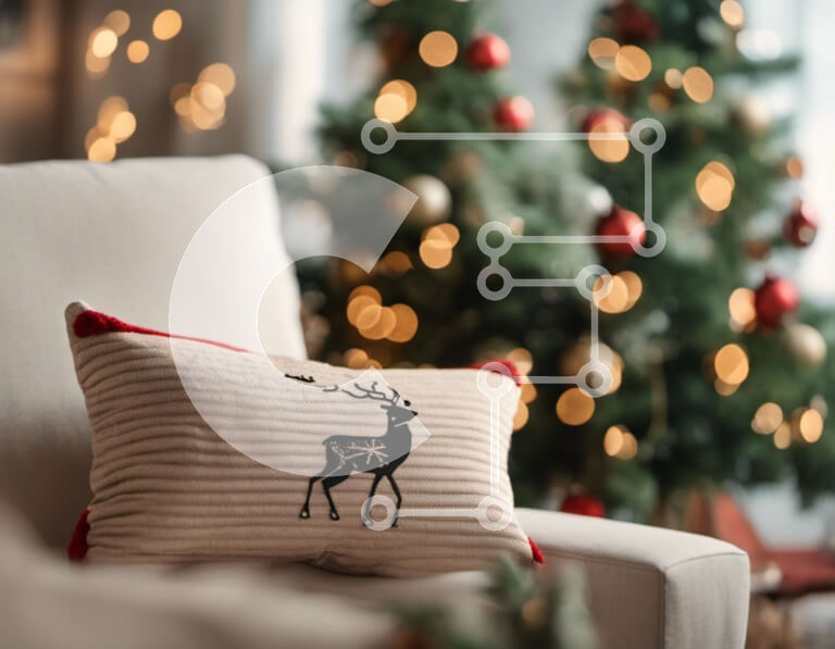 Intra Συλλεκτικό Ξύλινο Παζλ Plywood  4mm - Λευκή καρέκλα με στολισμένο χριστουγεννιάτικο δέντρο στο βάθος Σε Ξύλινο Κουτί - Διαστάσεις: 10x10 cm – 25 κομμάτια