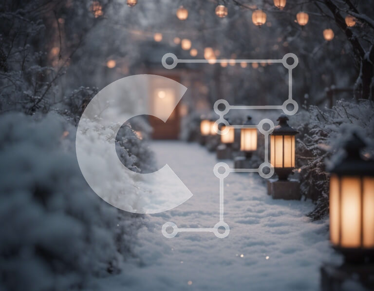 Intra Συλλεκτικό Ξύλινο Παζλ Plywood  4mm - Χιονισμένο μονοπάτι με φανάρια Σε Ξύλινο Κουτί - Διαστάσεις Puzzle: 10x10 cm – 25 κομμάτια