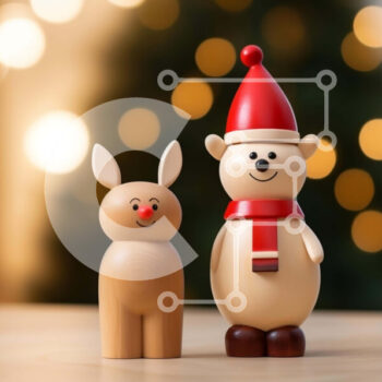 Intra Συλλεκτικό Ξύλινο Παζλ Plywood  4mm - Ξύλινα ειδώλια αρκούδας και ξωτικών σε χιονισμένο φόντο Σε Ξύλινο Κουτί - Διαστάσεις Puzzle: 10x10 cm – 25 κομμάτια - Image 1