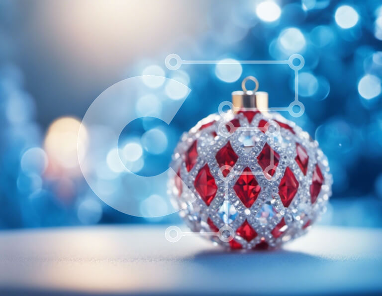 Intra Συλλεκτικό Ξύλινο Παζλ Plywood  4mm - Κόκκινο και λευκό χριστουγεννιάτικο στολίδι σε χιονισμένο τραπέζι Σε Ξύλινο Κουτί - Διαστάσεις: 10x10 cm – 25 κομμάτια