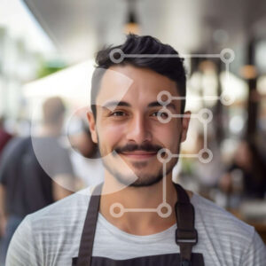 Intra Συλλεκτικό Ξύλινο Παζλ Plywood  4mm - Άνδρας που φορά το καπέλο του σεφ στην υπαίθρια τραπεζαρία Σε Ξύλινο Κουτί - Διαστάσεις Puzzle: 10x10 cm – 25 κομμάτια