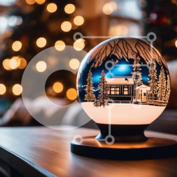 Intra Συλλεκτικό Ξύλινο Παζλ Plywood  4mm - Snow Globe με περίπλοκα σπίτια και δέντρα Σε Ξύλινο Κουτί - Διαστάσεις Puzzle: 10x10 cm – 25 κομμάτια - Image 1