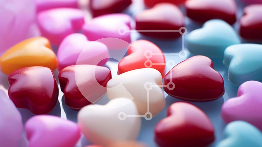 Intra Συλλεκτικό Ξύλινο Παζλ Plywood  4mm - Πολύχρωμες καραμέλες σε σχήμα καρδιάς για την ημέρα του Αγίου Βαλεντίνου Σε Ξύλινο Κουτί - Διαστάσεις: 10x10 cm – 25 κομμάτια