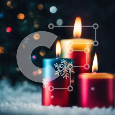 Intra Συλλεκτικό Ξύλινο Παζλ Plywood 4mm - Χριστουγεννιάτικα κεριά σε χιονισμένο φόντο Σε Ξύλινο Κουτί - Διαστάσεις: 10x10 cm – 25 κομμάτια - Image 1