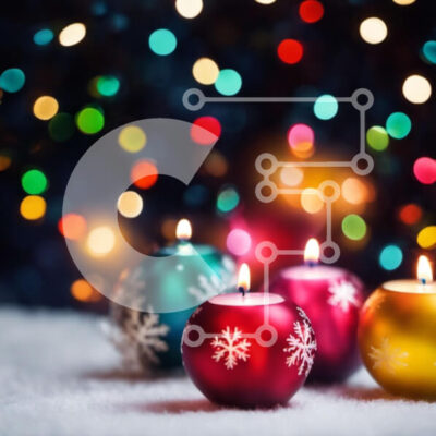 Intra Συλλεκτικό Ξύλινο Παζλ Plywood  4mm - Πολύχρωμα κεριά με νιφάδες χιονιού και φώτα Σε Ξύλινο Κουτί - Διαστάσεις: 10x10 cm – 25 κομμάτια - Image 1