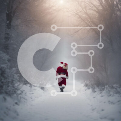 Intra Συλλεκτικό Ξύλινο Παζλ Plywood  4mm - Άγιος Βασίλης που περπατά στο χιονισμένο δάσος Σε Ξύλινο Κουτί - Διαστάσεις: 10x10 cm – 25 κομμάτια - Image 1