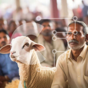 Intra Συλλεκτικό Ξύλινο Παζλ Plywood  4mm - Άνδρας που κάθεται με ένα πρόβατο σε ένα ακροατήριο Σε Ξύλινο Κουτί - Διαστάσεις Puzzle: 10x10 cm – 25 κομμάτια