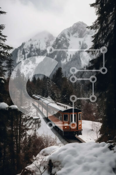 Intra Συλλεκτικό Ξύλινο Παζλ Plywood  4mm - Τρένο στα Χιονισμένα Όρη | Φωτογραφία Αρχείου Σε Ξύλινο Κουτί - Διαστάσεις Puzzle: 10x10 cm – 25 κομμάτια