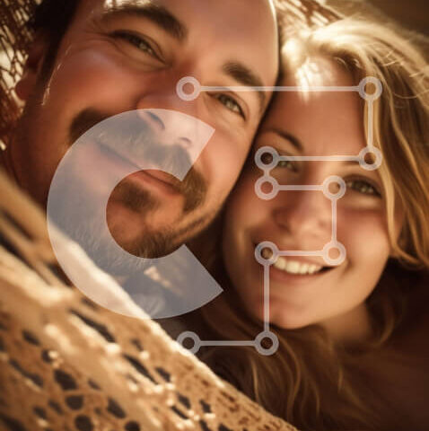 Intra Συλλεκτικό Ξύλινο Παζλ Plywood 4mm - Χαμογελαστό ζευγάρι στην αιώρα με ποτά Σε Ξύλινο Κουτί - Διαστάσεις Puzzle: 10x10 cm – 25 κομμάτια - Image 1