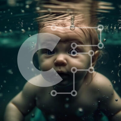 Intra Συλλεκτικό Ξύλινο Παζλ Plywood  4mm - Αξιολάτρευτη εικόνα μωρού που κολυμπά υποβρύχια με τα μάτια ανοιχτά Σε Ξύλινο Κουτί - Διαστάσεις Puzzle: 10x10 cm – 25 κομμάτια - Image 1