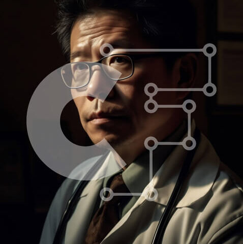 Intra Συλλεκτικό Ξύλινο Παζλ Plywood  4mm - Ειδικός ιατρός σε εργαστηριακό παλτό και στηθοσκόπιο Σε Ξύλινο Κουτί - Διαστάσεις Puzzle: 10x10 cm – 25 κομμάτια - Image 1