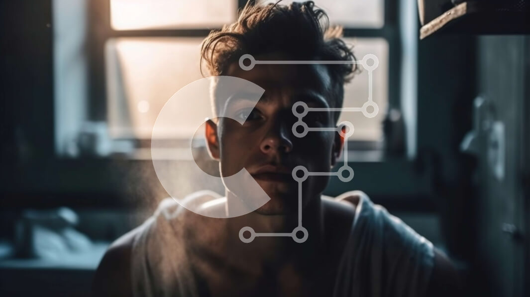 Intra Συλλεκτικό Ξύλινο Παζλ Plywood  4mm - Κυκλοθυμική εικόνα νεαρού άνδρα με λευκό πουκάμισο στην κουζίνα Σε Ξύλινο Κουτί - Διαστάσεις Puzzle: 10x10 cm – 25 κομμάτια