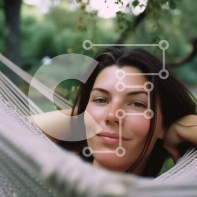 Intra Συλλεκτικό Ξύλινο Παζλ Plywood 4mm - Ευτυχισμένη γυναίκα σε μια αιώρα που χαμογελά και κοιτάζει την κάμερα Σε Ξύλινο Κουτί - Διαστάσεις Puzzle: 10x10 cm – 25 κομμάτια - Image 1